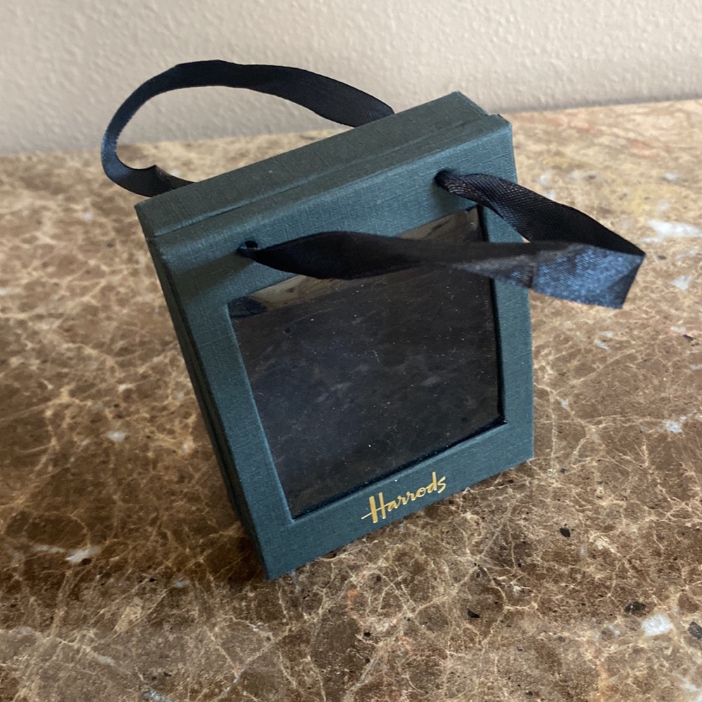 Harrods Magnetic Closure Jewelry Presentation Box with tag attached, gray-black